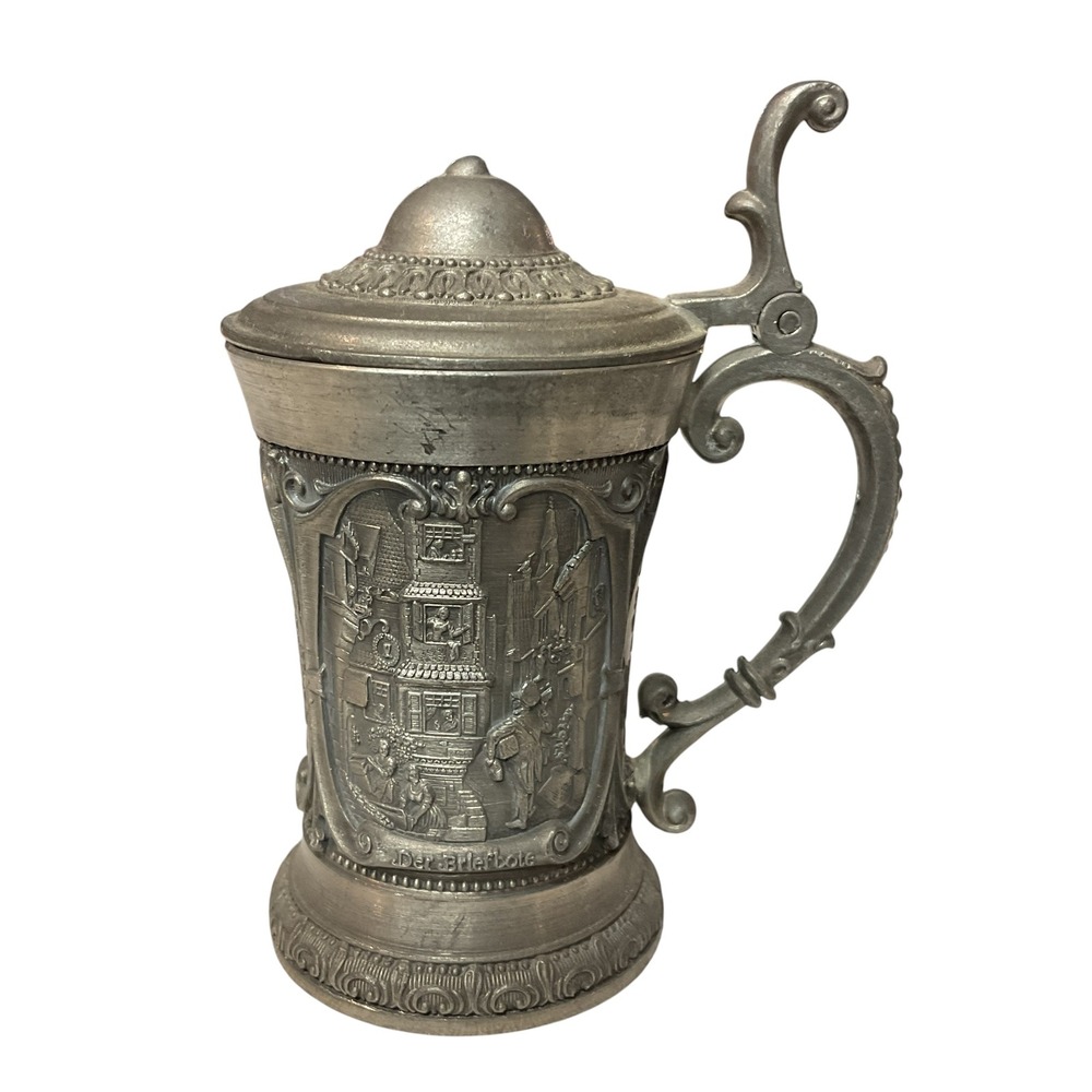 Zinn Pewter Beer Stein Carl Spitzweg Series from Germany by W MF Suin 2.5"